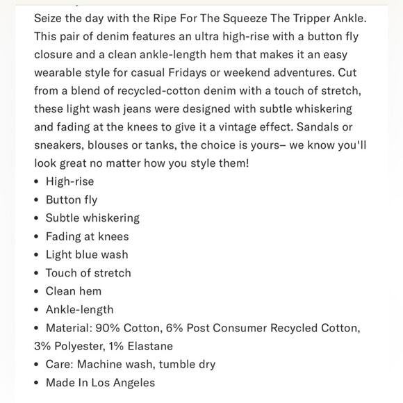 MOTHER The Tripper Ankle Jeans Ripe For The Squeeze Wash Sz 24 - Picture 13 of 13